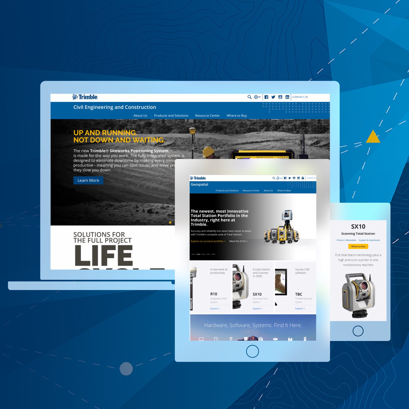 Teaser of the Trimble website